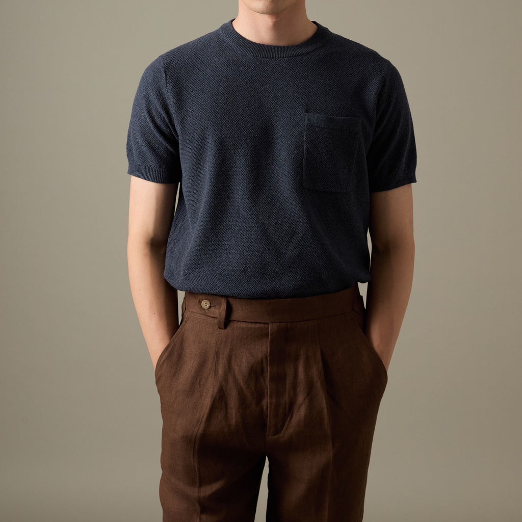 BRANDON KNIT TEE - NAVY
