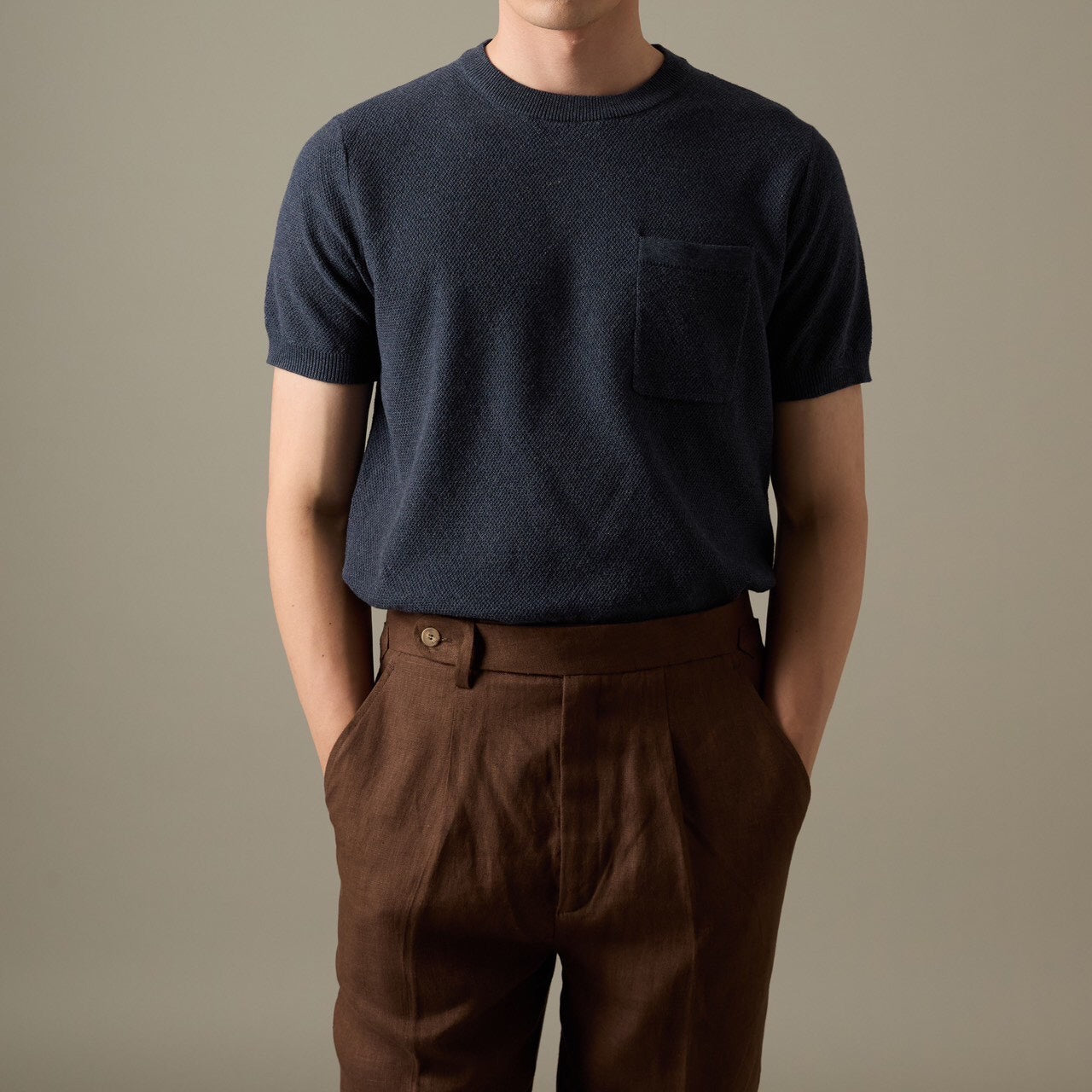 BRANDON KNIT TEE - NAVY