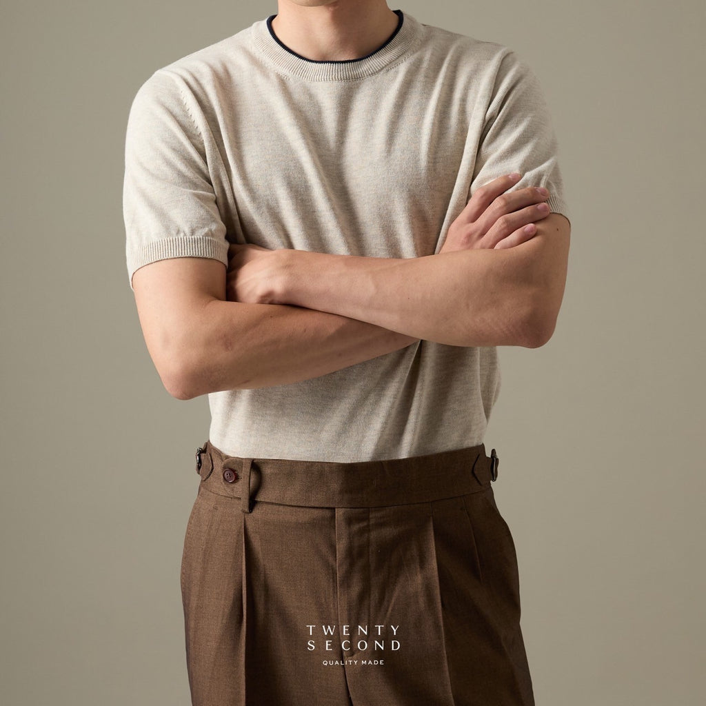 CARSON KNIT TEE - BEIGE