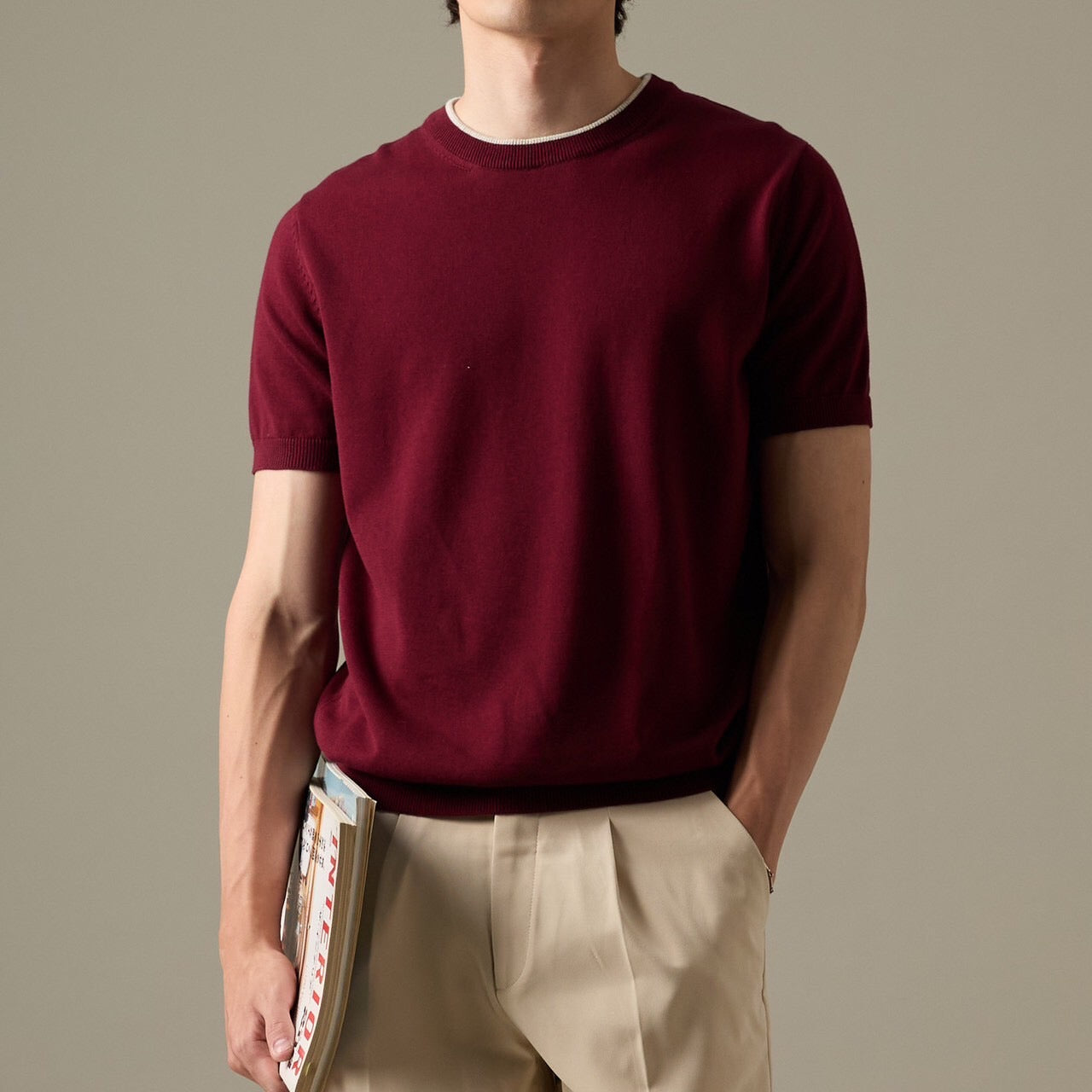 CARSON KNIT TEE - RED