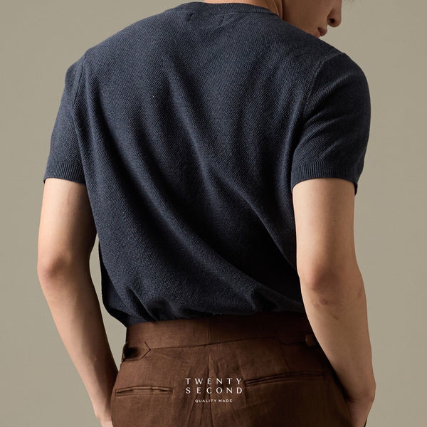 BRANDON KNIT TEE - NAVY