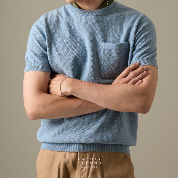 BRANDON KNIT TEE - BLUE