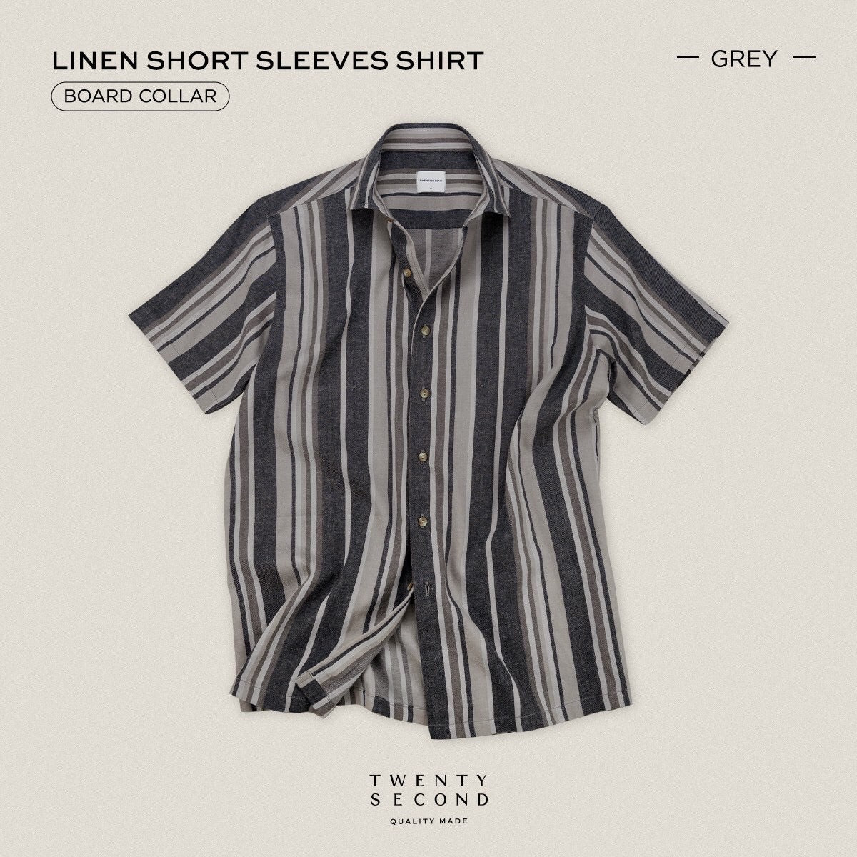 LINEN SHORT SLEEVES SHIRT - ST GREY