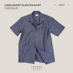LINEN HAWAII COLLAR SHIRT - NAVY
