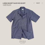 LINEN HAWAII COLLAR SHIRT - NAVY