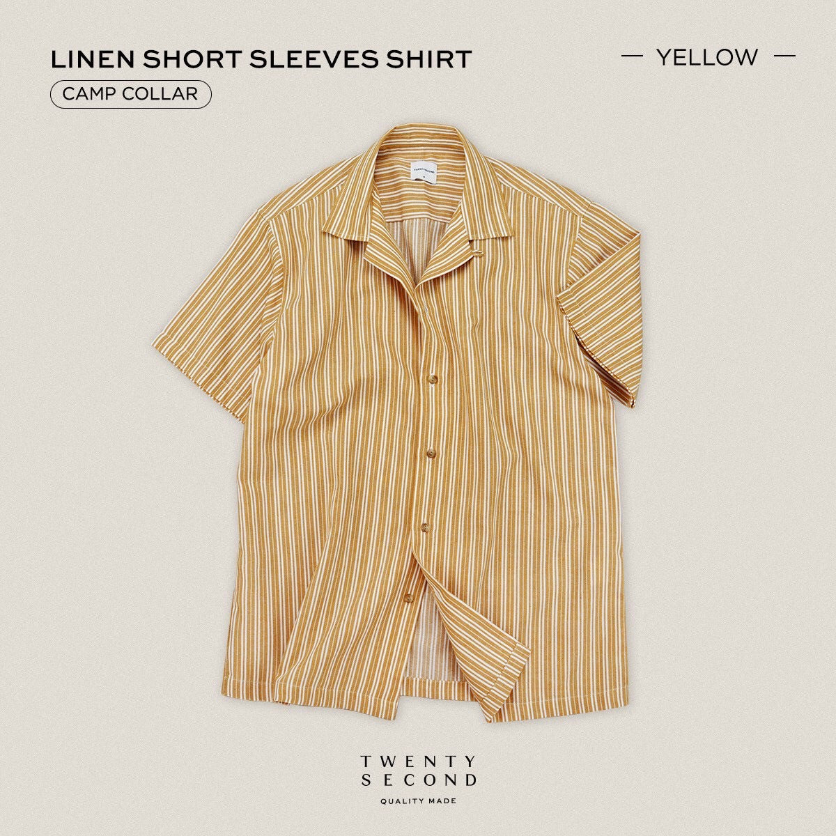 LINEN HAWAII COLLAR SHIRT - YELLOW