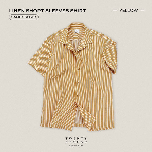 LINEN HAWAII COLLAR SHIRT - YELLOW