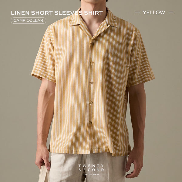 LINEN HAWAII COLLAR SHIRT - YELLOW