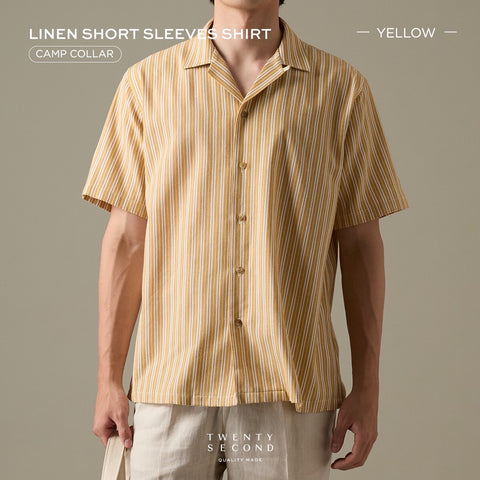 LINEN HAWAII COLLAR SHIRT - YELLOW