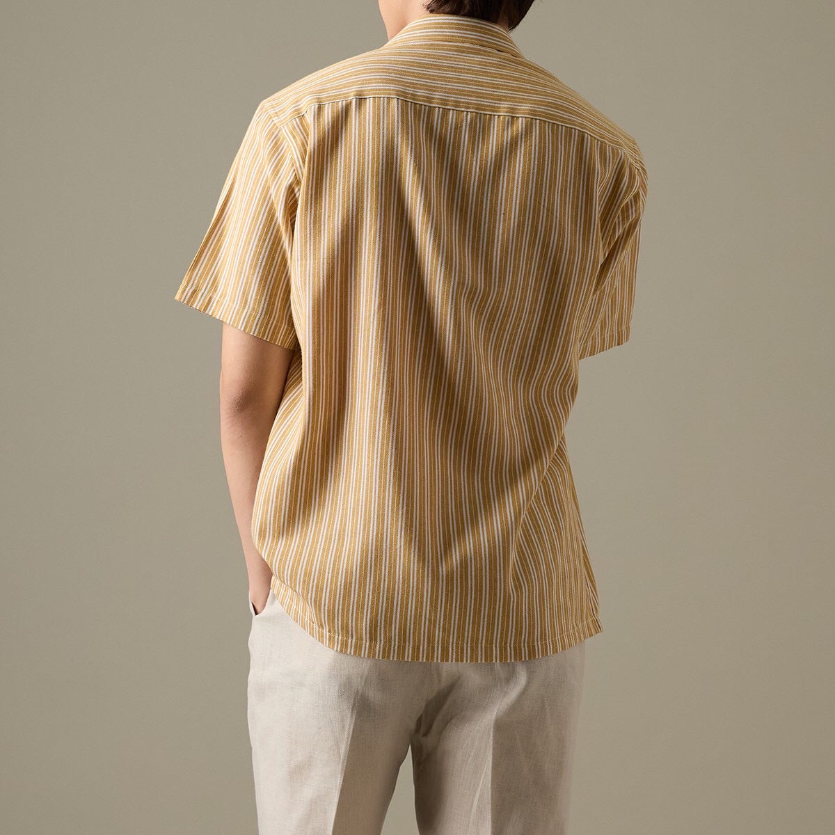 LINEN HAWAII COLLAR SHIRT - YELLOW