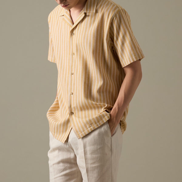 LINEN HAWAII COLLAR SHIRT - YELLOW