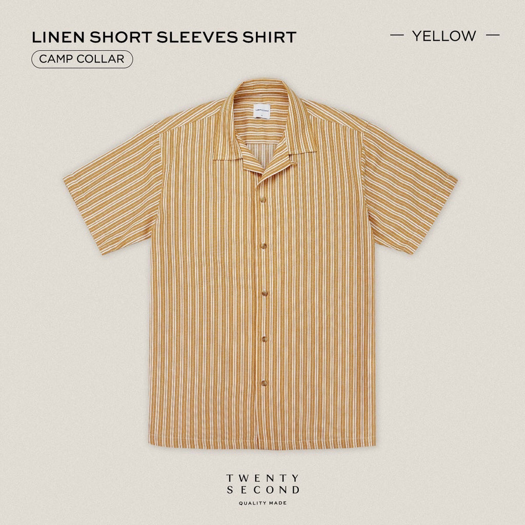 LINEN HAWAII COLLAR SHIRT - YELLOW
