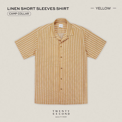 LINEN HAWAII COLLAR SHIRT - YELLOW