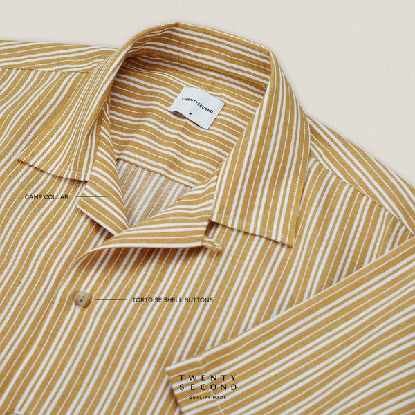 LINEN HAWAII COLLAR SHIRT - YELLOW