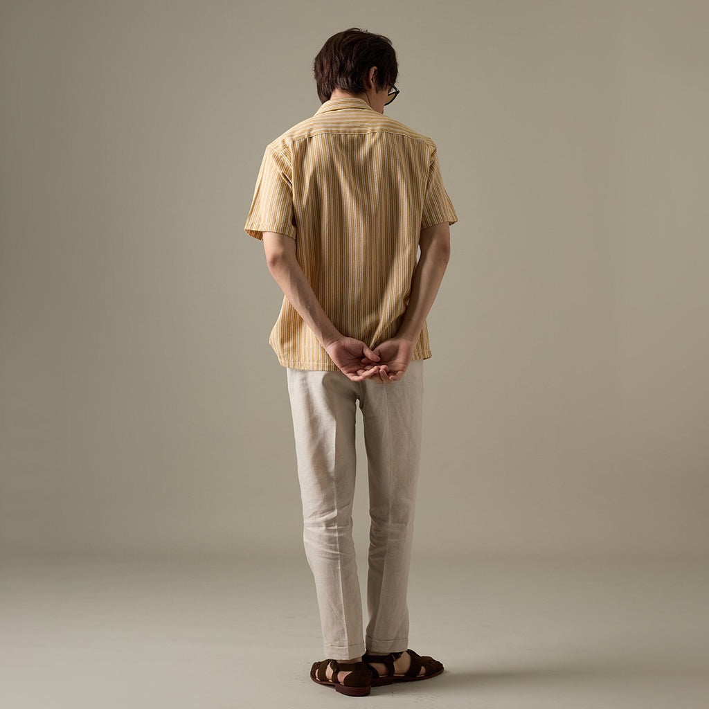 LINEN HAWAII COLLAR SHIRT - YELLOW
