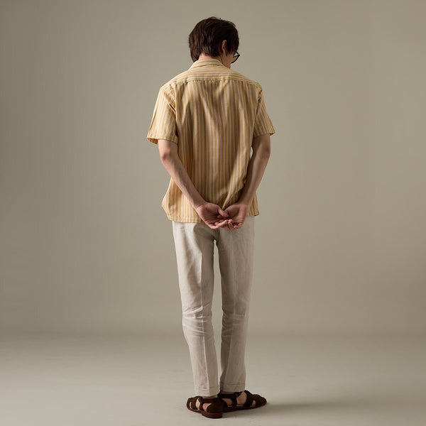 LINEN HAWAII COLLAR SHIRT - YELLOW