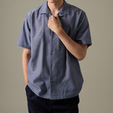 LINEN HAWAII COLLAR SHIRT - NAVY
