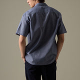 LINEN HAWAII COLLAR SHIRT - NAVY