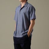 LINEN HAWAII COLLAR SHIRT - NAVY