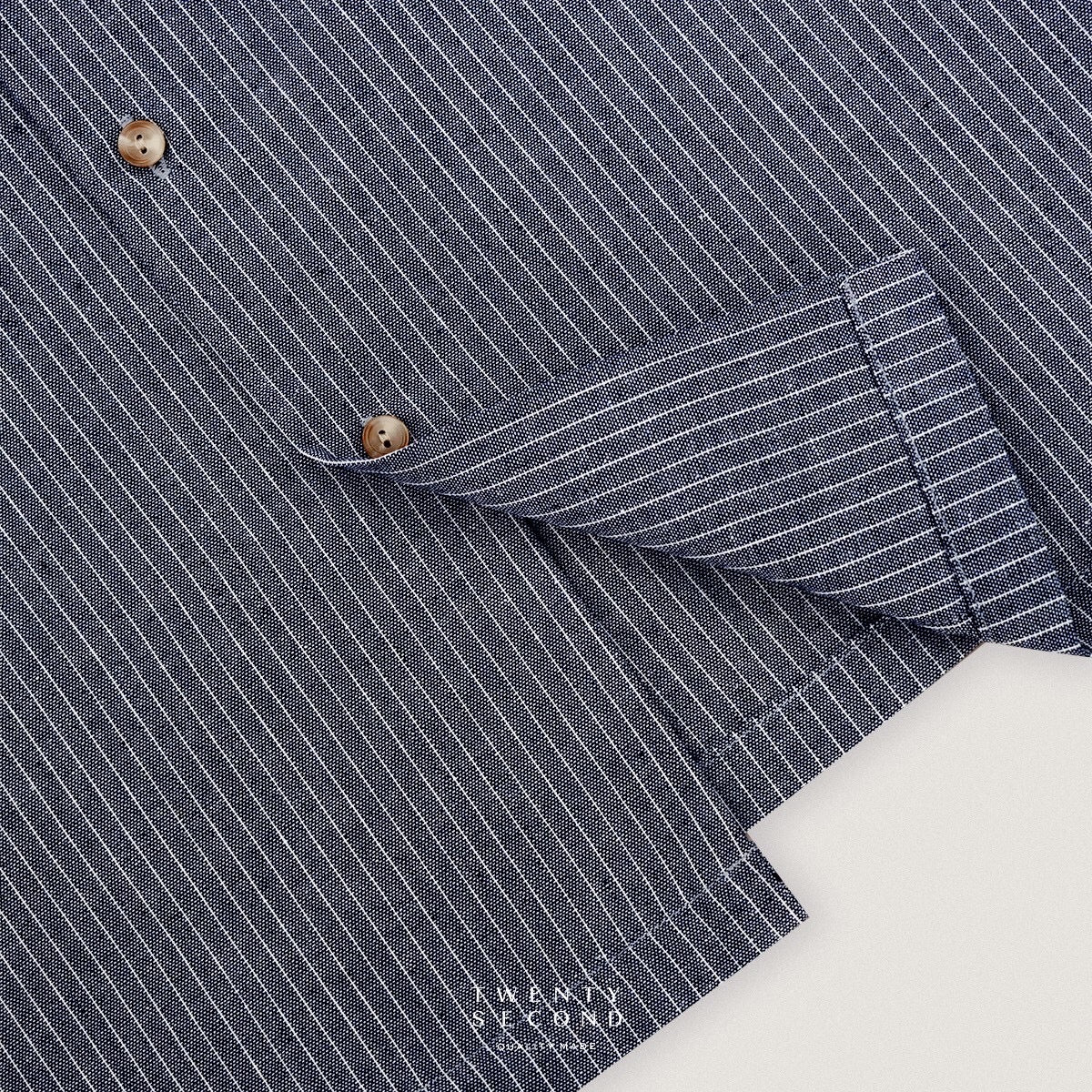 LINEN HAWAII COLLAR SHIRT - NAVY