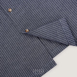 LINEN HAWAII COLLAR SHIRT - NAVY