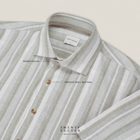LINEN SHORT SLEEVES SHIRT - ST BEIGE