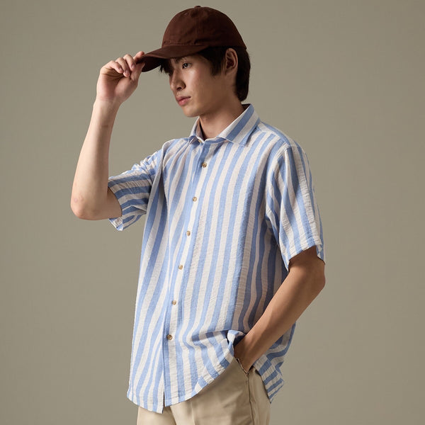 LINEN SHORT SLEEVES SHIRT - ST BLUE