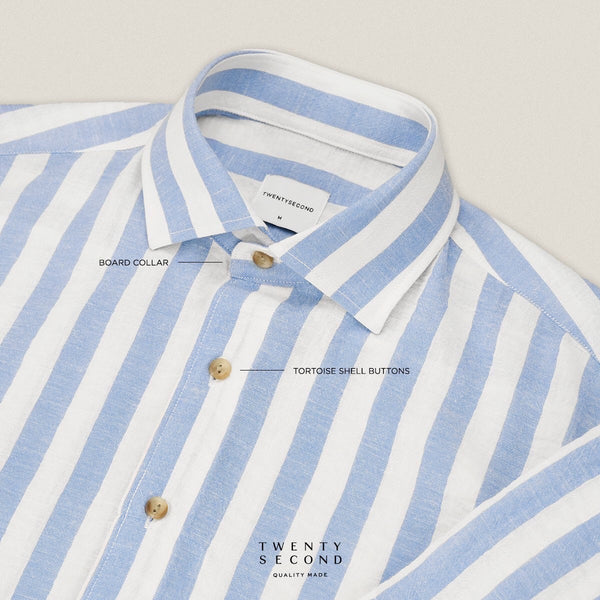 LINEN SHORT SLEEVES SHIRT - ST BLUE
