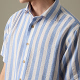 LINEN SHORT SLEEVES SHIRT - ST BLUE