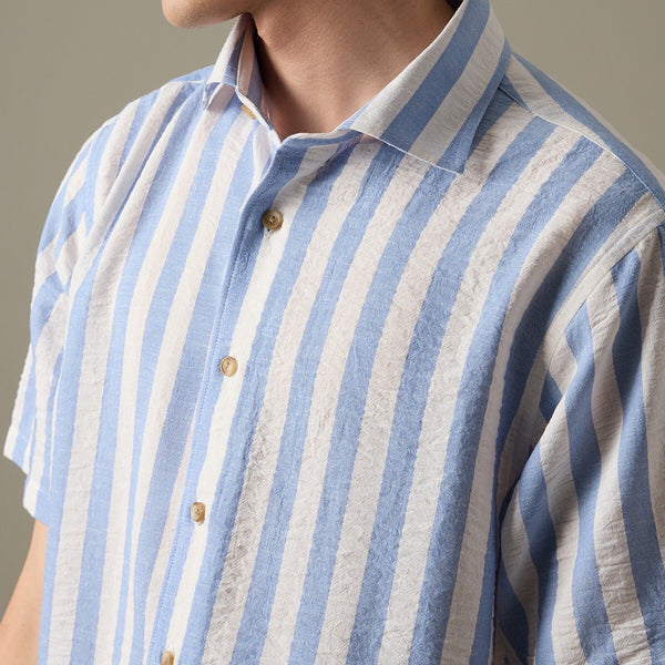 LINEN SHORT SLEEVES SHIRT - ST BLUE