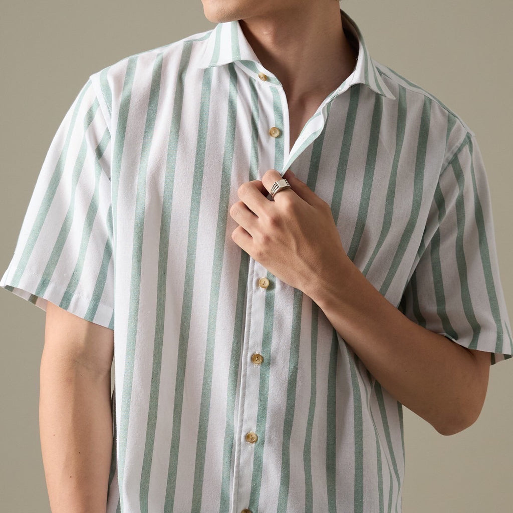 LINEN SHORT SLEEVES SHIRT - ST GREEN