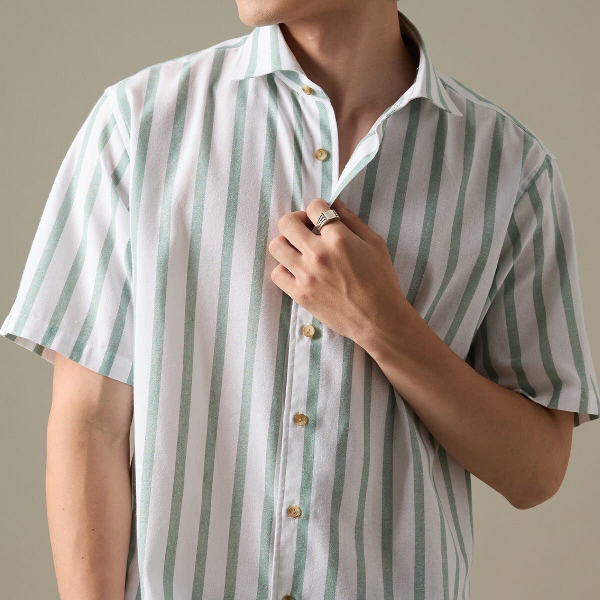 LINEN SHORT SLEEVES SHIRT - ST GREEN