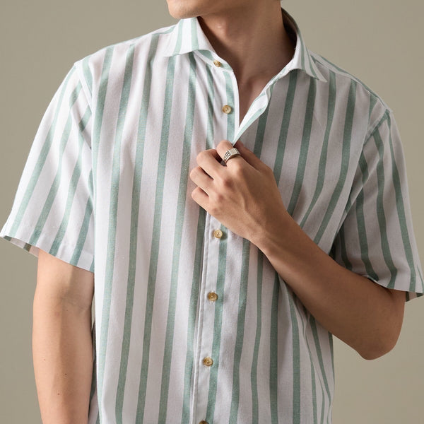 LINEN SHORT SLEEVES SHIRT - ST GREEN