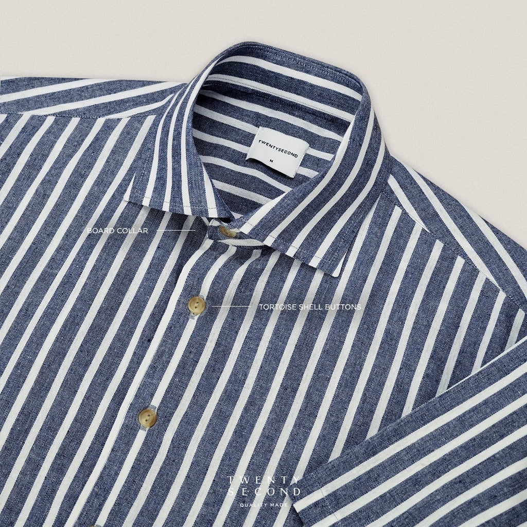 LINEN SHORT SLEEVES SHIRT - ST NAVY