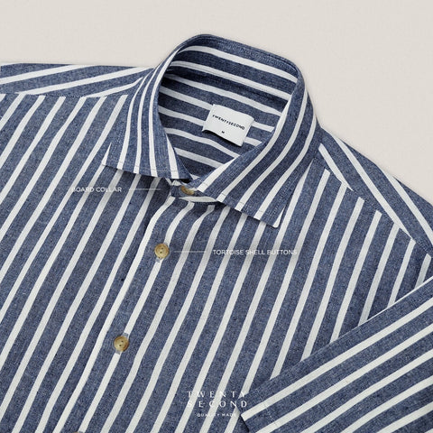 LINEN SHORT SLEEVES SHIRT - ST NAVY
