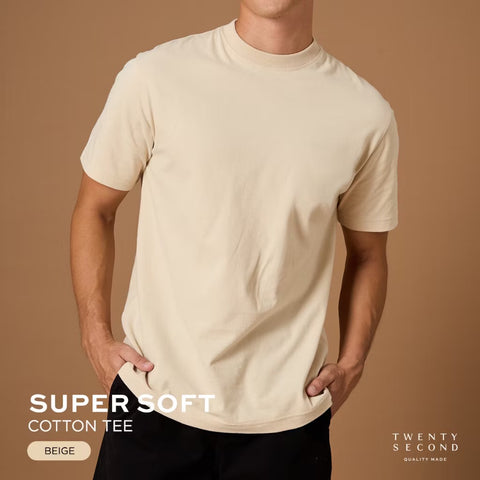 THE NEW SUPER SOFT COTTON TEE - BEIGE