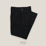 PLEATED LINEN TROUSERS - BLACK
