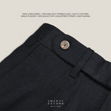 PLEATED LINEN TROUSERS - BLACK