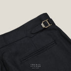 PLEATED LINEN TROUSERS - BLACK