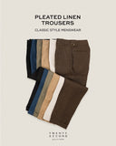 PLEATED LINEN TROUSRES - BEIGE