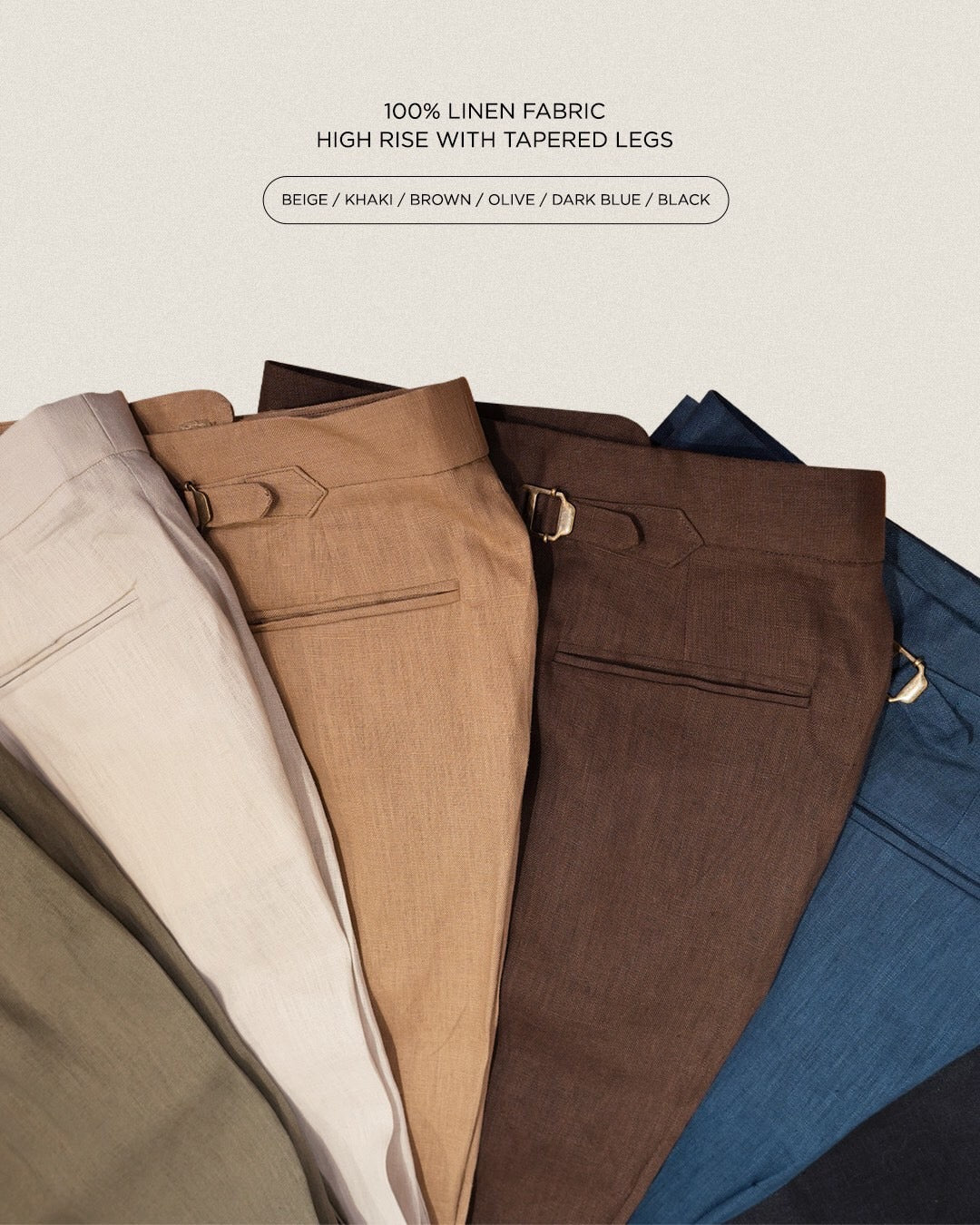 PLEATED LINEN TROUSERS - DARK BROWN
