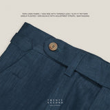 PLEATED LINEN TROUSERS - NAVY