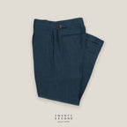 PLEATED LINEN TROUSERS - NAVY