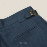 PLEATED LINEN TROUSERS - NAVY