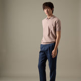 PLEATED LINEN TROUSERS - NAVY