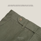PLEATED LINEN TROUSERS - OLIVE