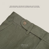 PLEATED LINEN TROUSERS - OLIVE