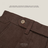 PLEATED LINEN TROUSERS - DARK BROWN