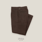 PLEATED LINEN TROUSERS - DARK BROWN