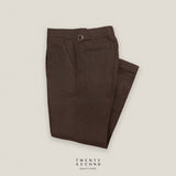 PLEATED LINEN TROUSERS - DARK BROWN